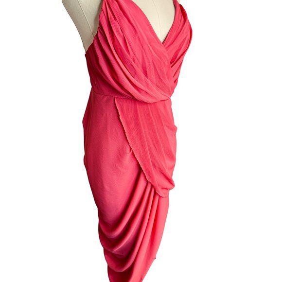 NWT Do+Be Small Hot Pink Sleeveless Ruched Draped Maxi Dress Polyester Lined - Picture 3 of 14